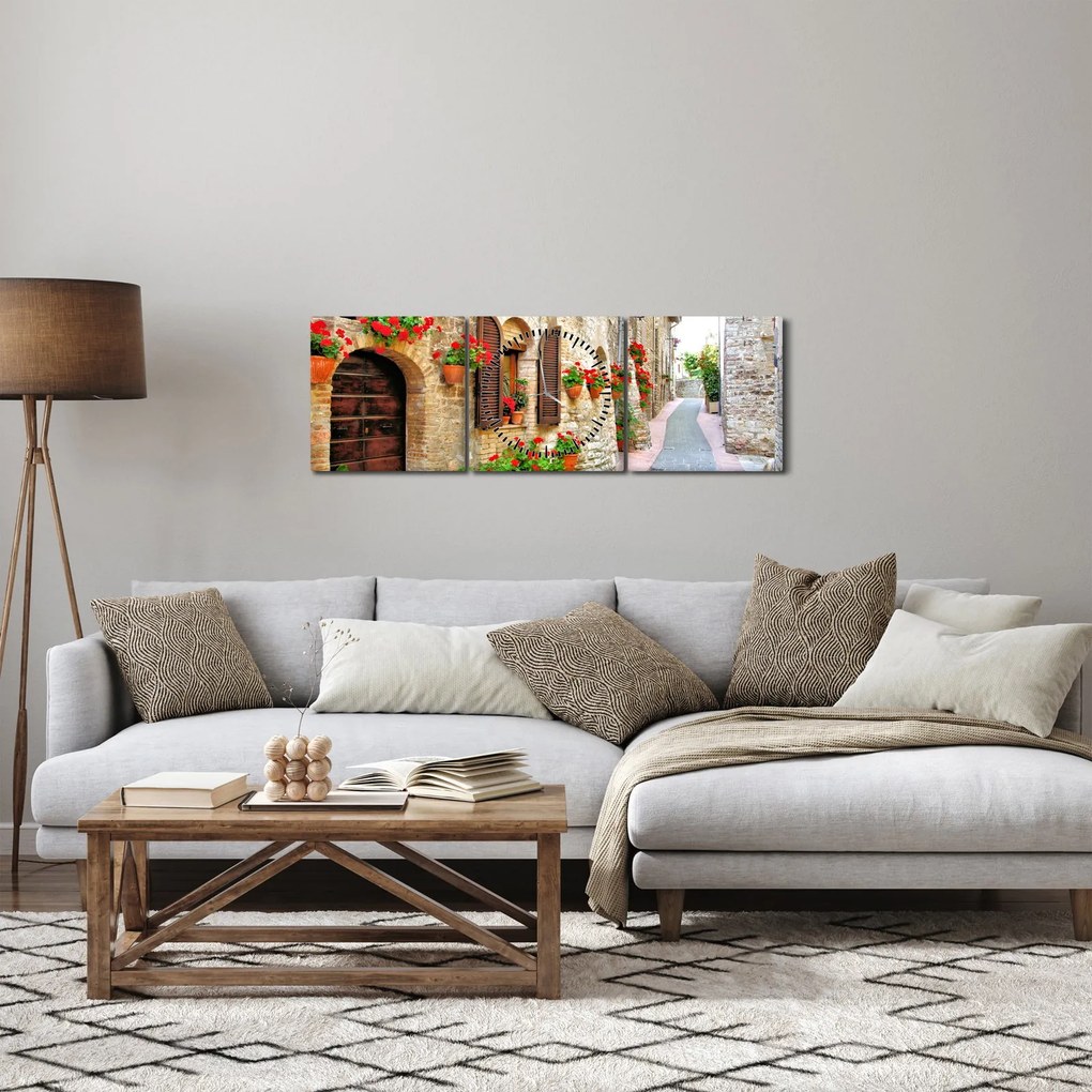 Obraz - Malebná Talianska ulička (s hodinami) (90x30 cm)