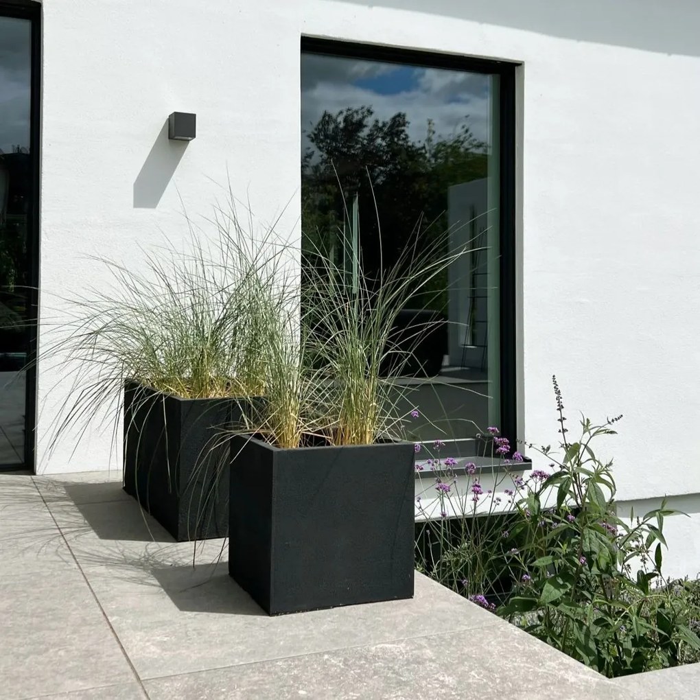 Kvetináč BLOCK, sklolaminát, 50x50x50 cm, antracit