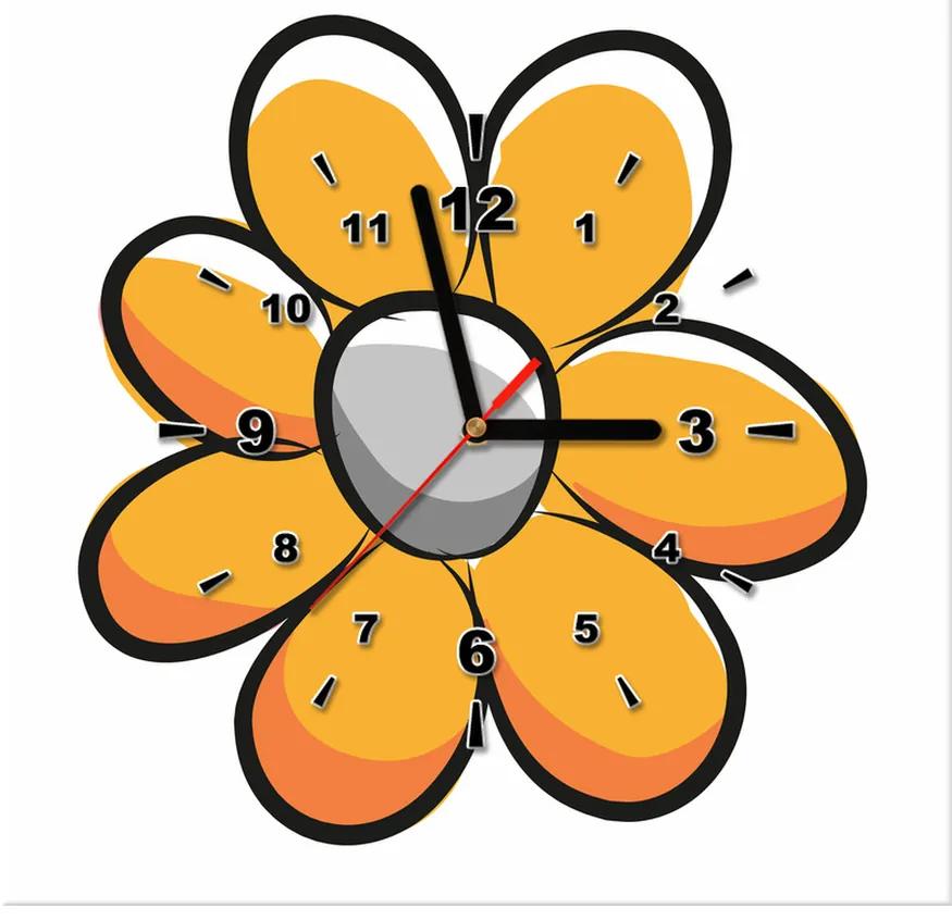 Gario Obraz s hodinami Žltý kvietok Rozmery: 30 x 30 cm