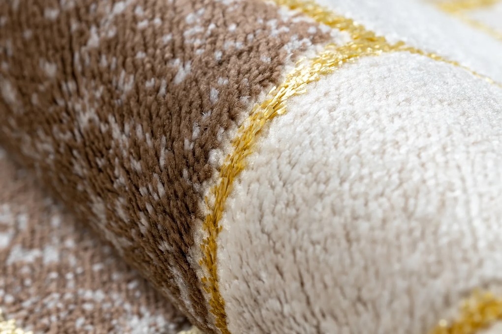 Moderný MEFE koberec B400 vzor kocka, 3D, tmavo-béžový