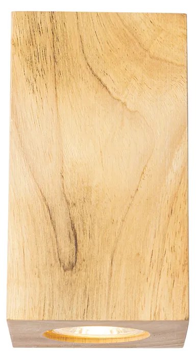 Rustikálna nástenná lampa drevená štvorcová 2-svetlá - Sandy