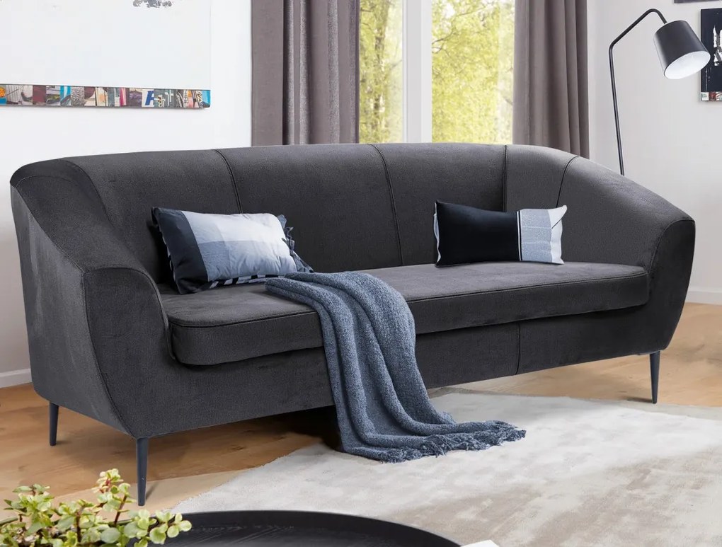 Trojmiestna pohovka Olivio, tmavo šedá zamatová látka