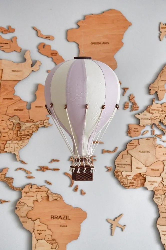 Dekoračný lietajúci balón púdrovo ružová/krémová – dekorácia do detskej izby L-50cm x 30cm