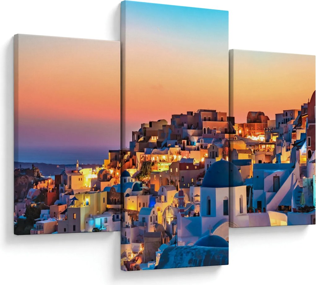 Obraz - Santorini pri zotmení (90x60 cm)
