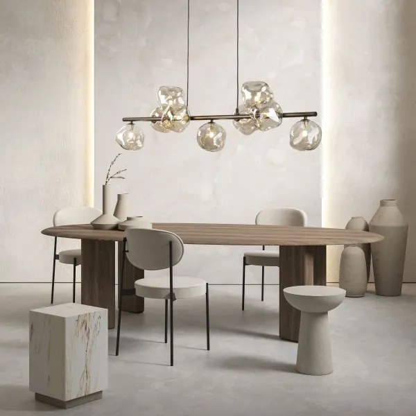 Závesný luster LAVA 9xG9/8W/230V bronzový/dymovo-béžový