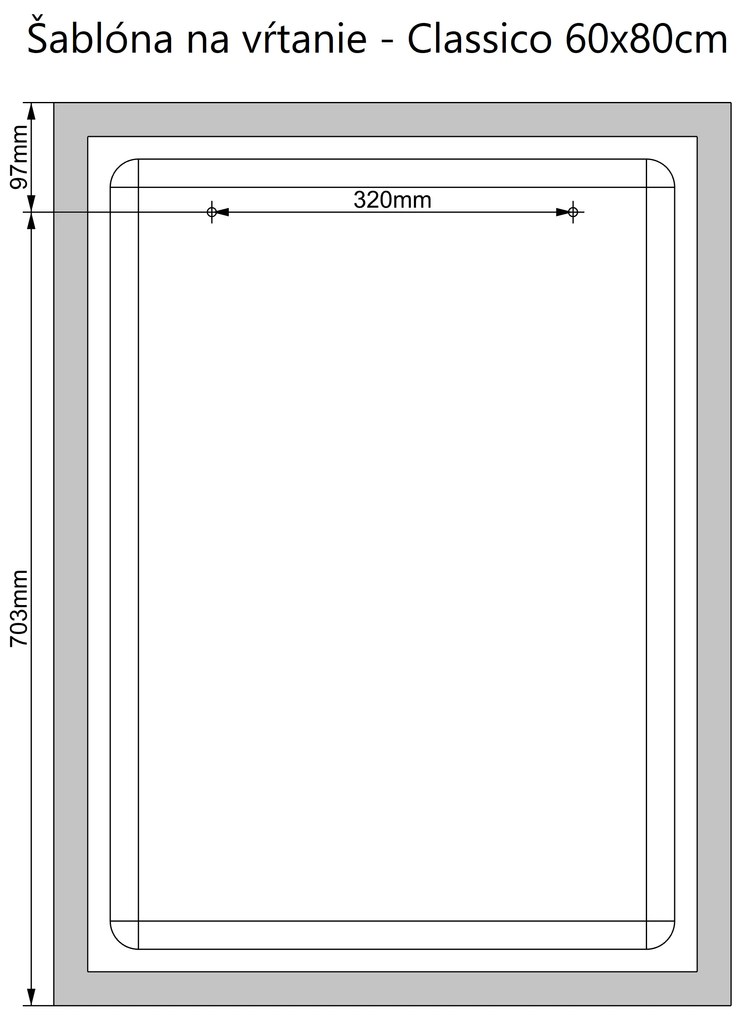 LED zrkadlo Classico 60x80cm teplá biela - diaľkový ovládač Farba diaľkového ovládača: Čierna