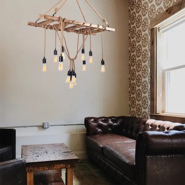 Luster na lanku EREBOS 12xE27/40W/230V hnedý