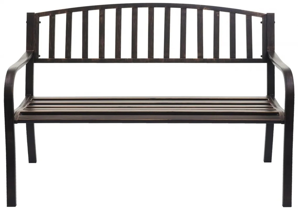 Záhradná lavička F43 2-miestna - práškovaná oceľ, 128 cm - Bronzová
