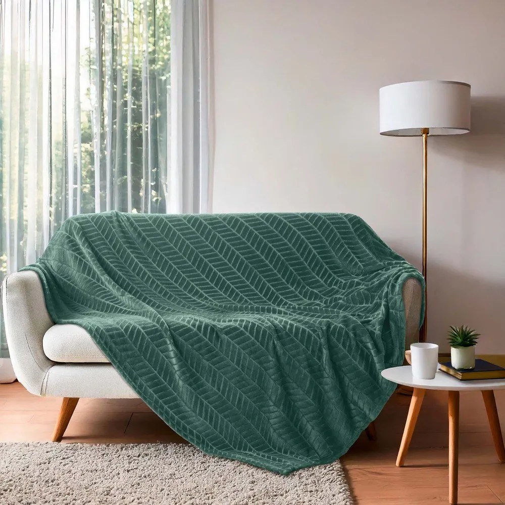 Zelený pléd z mikroflanelu 180x220 cm Arya – douceur d'intérieur