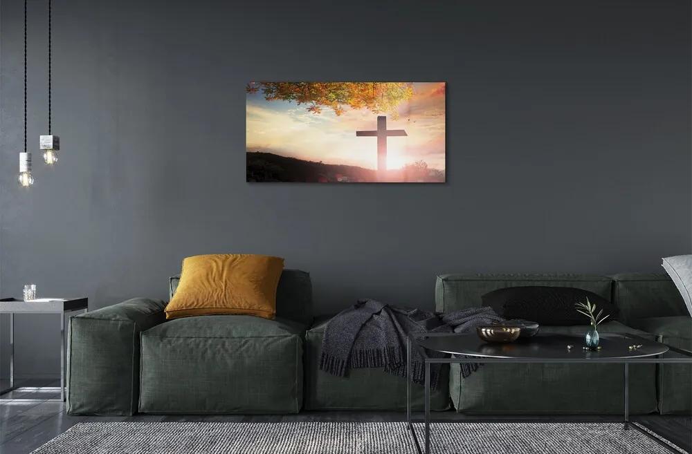 Sklenený obraz cross tree 125x50 cm