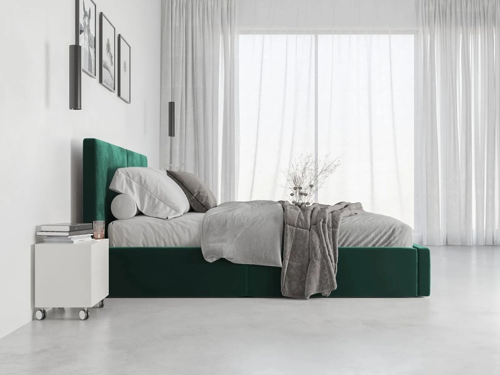 Čalúnená posteľ s úložným priestorom HILTON 160x200 - zelená