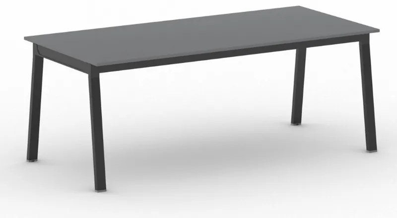 Rokovací kancelársky stôl PRIMO BASIC, 200x90 cm, čierna podnož, grafit