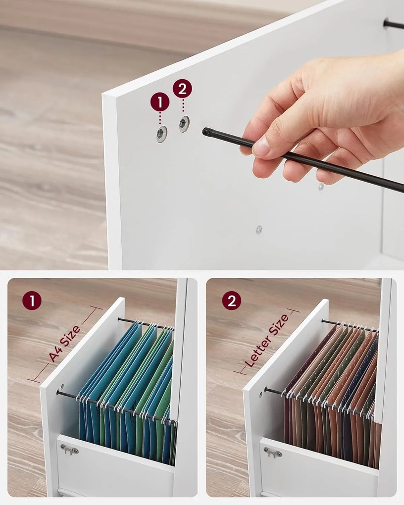 2-zásuvková kartotéka, uzamykateľná s kolieskami, 43 x 44,5 x 72 cm, biela