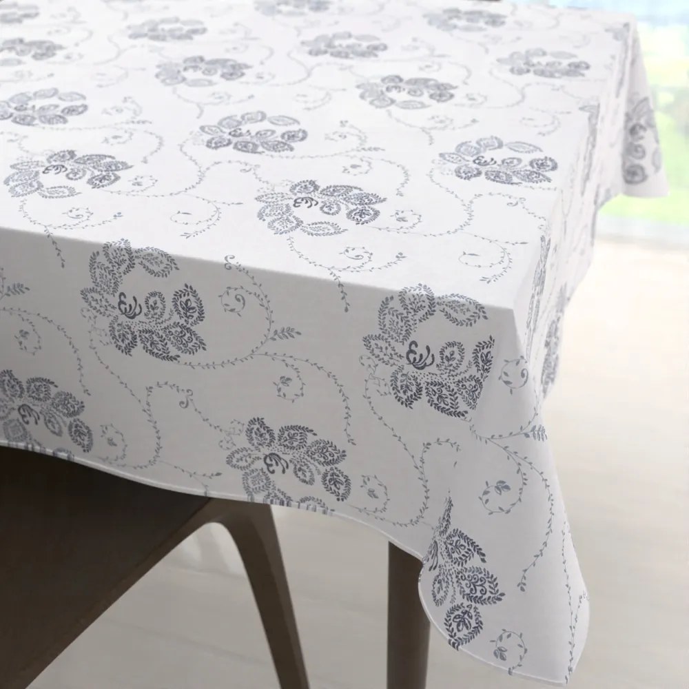 Biante Bavlnený štvorcový obrus Sandra SA-090 Modré popínavé kvety na bielom 120x120 cm