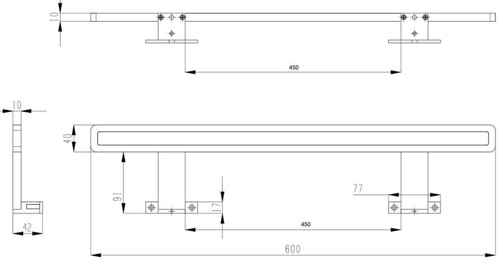 Sapho Sapho, MIRAKA LED svietidlo , 9W, 230V, 600x35x120mm, akryl + chrom, MR600