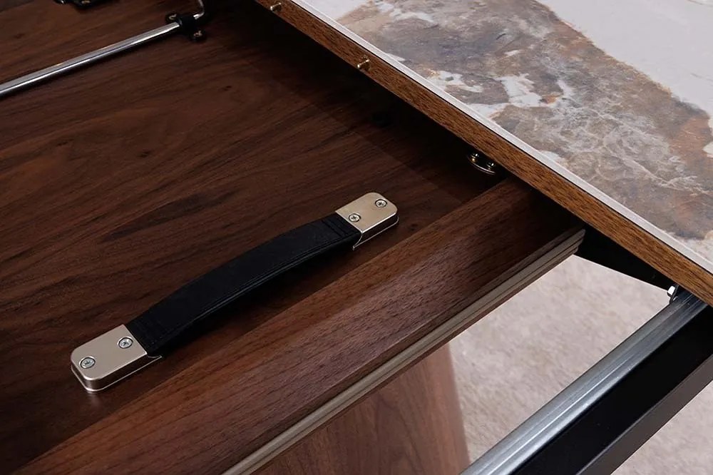 Oválny rozkladací jedálenský stôl Parthenia 160-200 cm prírodný kameň - II. Trieda