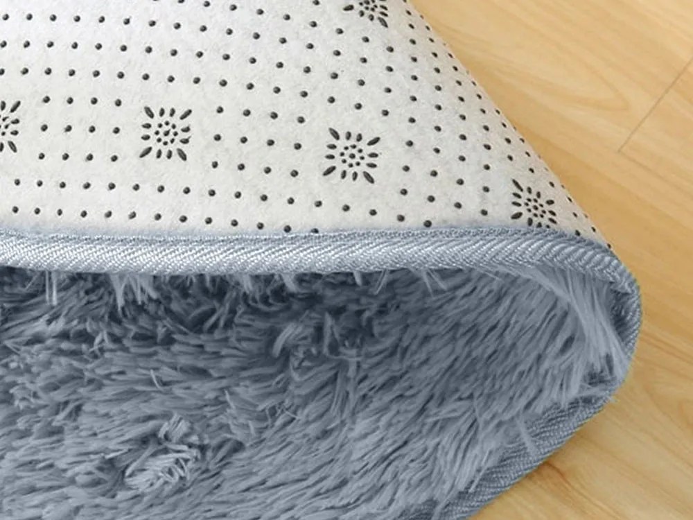 TZ Sivý okrúhly shaggy koberec Lana Rozmer: 90 cm