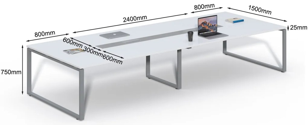 Rokovací stôl Houseland Prime Meet 02 400 cm biely