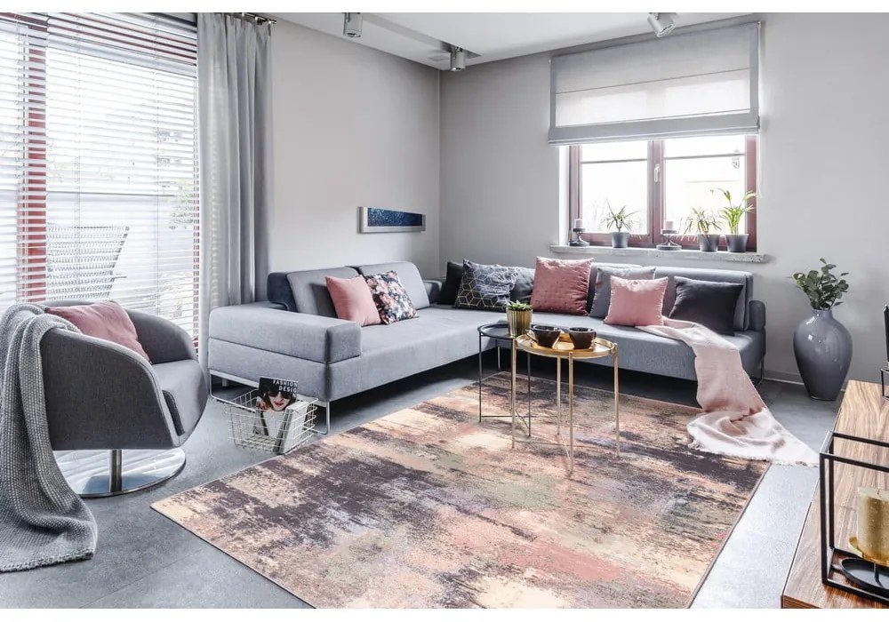 Svetloružový vlnený koberec 200x300 cm Fizz – Agnella