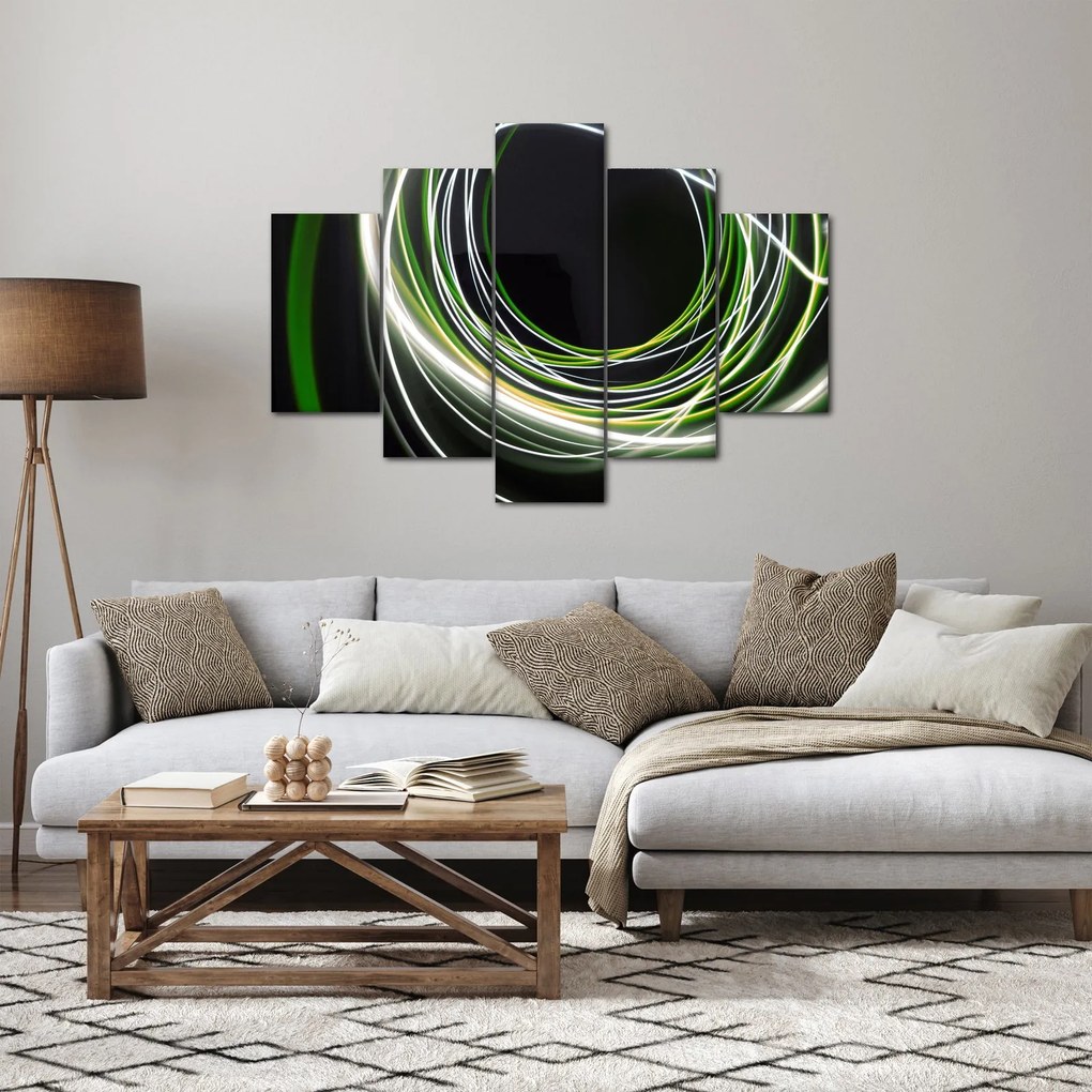 Obraz zelených čiar (150x105 cm)