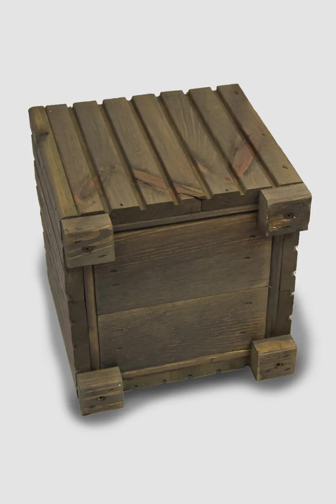 Vyšší štvorcový drevený truhlík s plastovou vložkou - sivý, 25x25x40