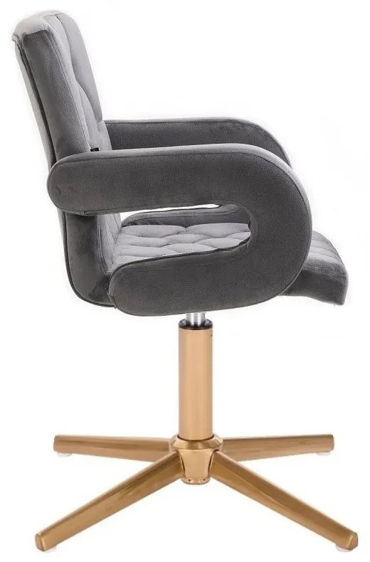 LuxuryForm DESIGN Stolička BOSTON VELUR na zlatom kríži - sivá