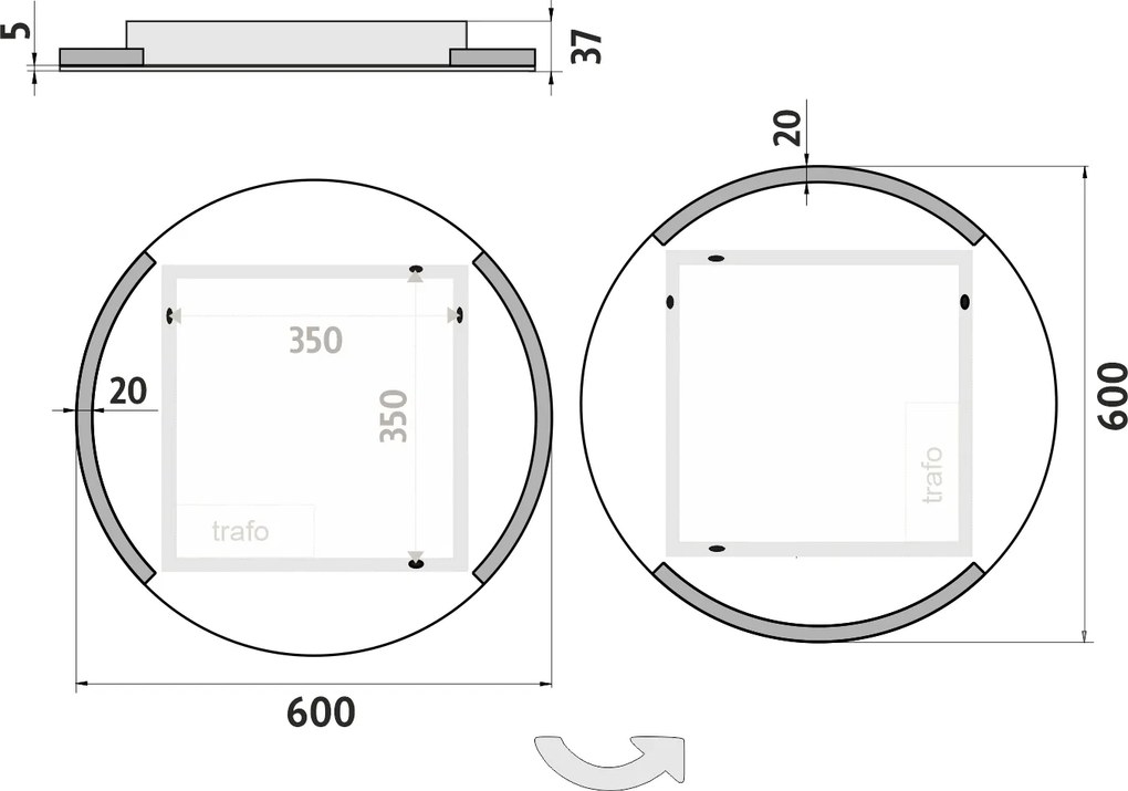 Nimco Okrúhle LED zrkadlo pr. 600 - ZP 16000R