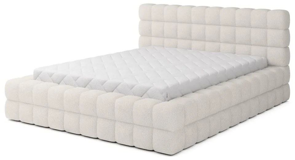 Biela čalúnená dvojlôžková posteľ s úložným priestorom s roštom 160x200 cm Dizzle – ELTAP