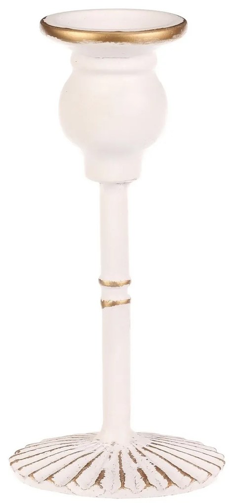Kovový svietnik na kužeľové sviečky, 17 cm, biely, 17 cm