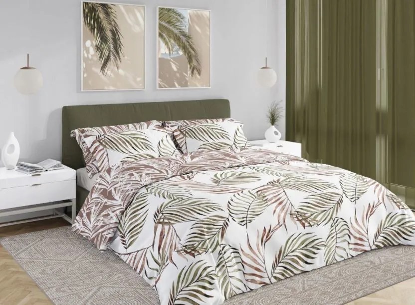 Bavlněné povlečení BOHO 002 220x200 cm + 2x 70x80 cm bílé/hnědé