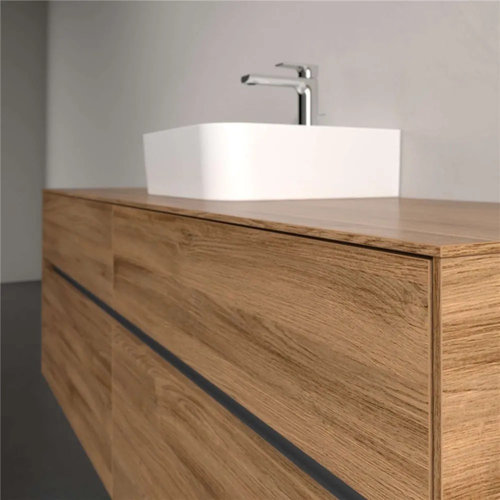 VILLEROY &amp; BOCH Collaro závesná skrinka pod umývadlo na dosku (umývadlo v strede), 4 zásuvky, 1600 x 500 x 548 mm, Oak Kansas, C10400RH