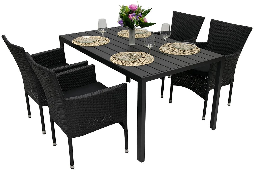 DEOKORK Záhradná ratanová zostava PALERMO 1+4 (rôzne dĺžky) stôl 150x90 cm