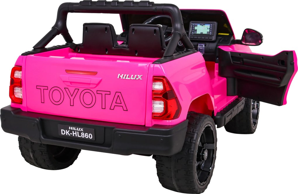Ramiz Toyota Hilux na batérie pre deti, ružový pickup + pohon 4x4 + diaľkové ovládanie