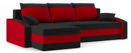 Rohová rozkladacia sedacia súprava HEWLET Čierna/červená Ľavá
