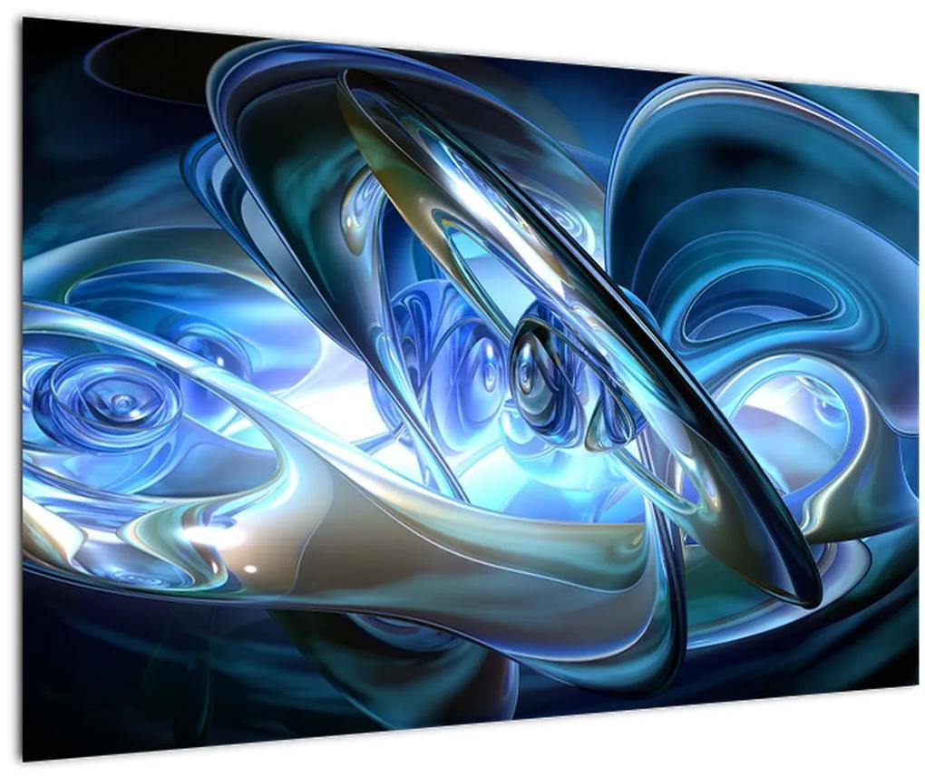 Obraz modrých fraktálov (90x60 cm)