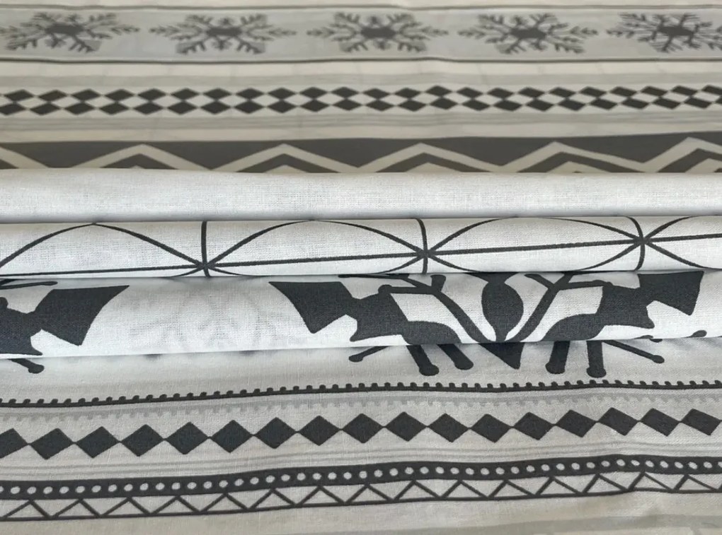 Vianočné obliečky bavlnené Winter sivé TiaHome - 1x Vankúš 90x70cm, 1x Paplón 140x200cm
