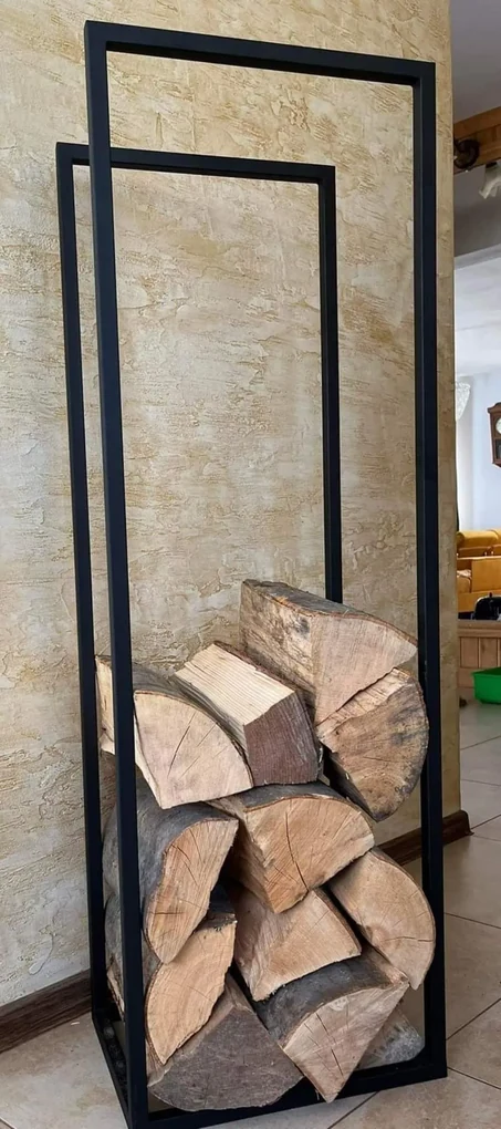 Regnis LOFT XXL, stojan na palivové drevo 40x30x120 cm, čierna matná, REGNIS/LOFTXXL/BLACK