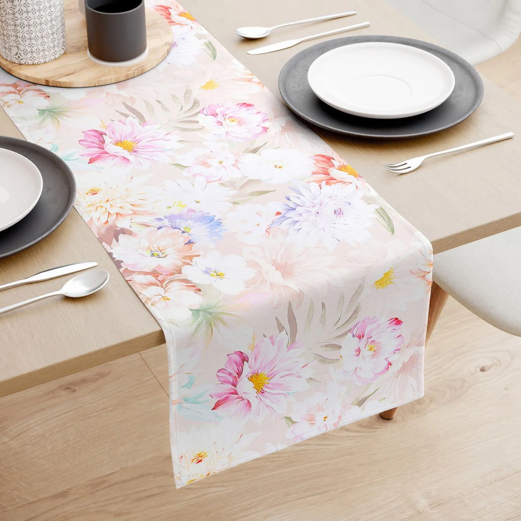 Goldea behúň na stôl 100% bavlnené plátno deluxe - divoké kvety 50x120 cm