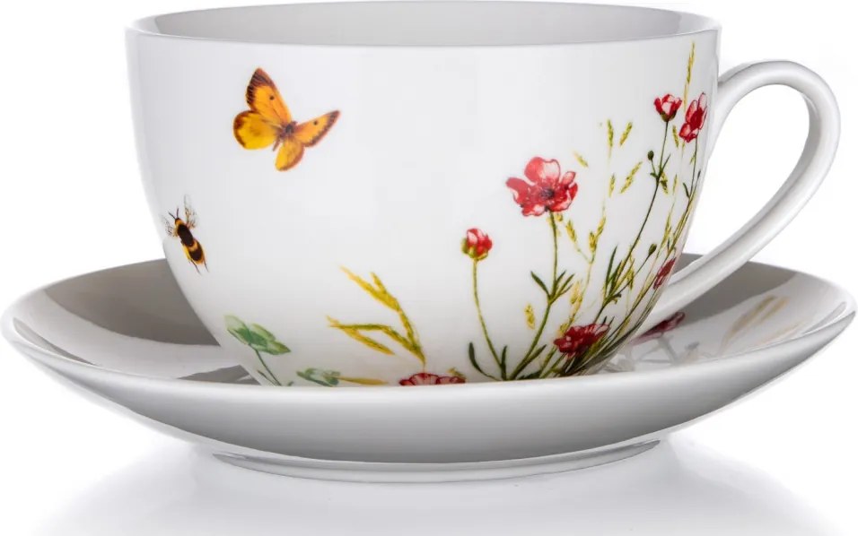Šálka s tanierikom Lúčne kvety, 240 ml
