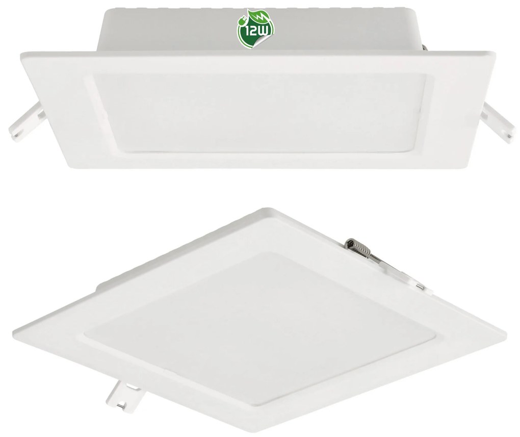 BERGE Štvorcový LED panel zapustený - biely - 12W - PC - neutrálna biela