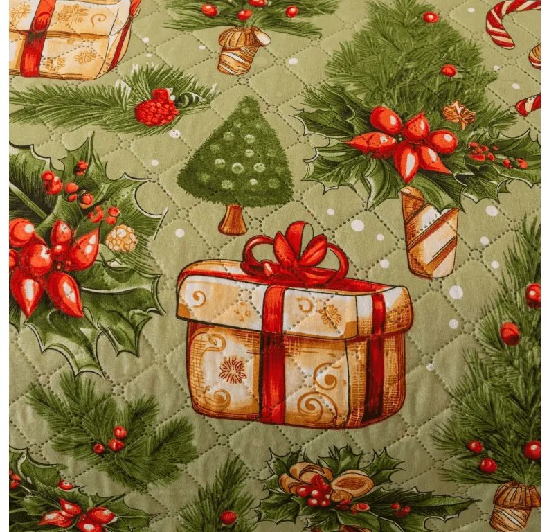 Prehoz na posteľ CHRISTMAS PRESENTS zelený Rozmer: 220 x 240 cm