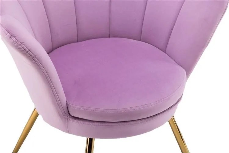 LuxuryForm DESIGN Kreslo FREY VELUR so zlatými nohami - levanduľa