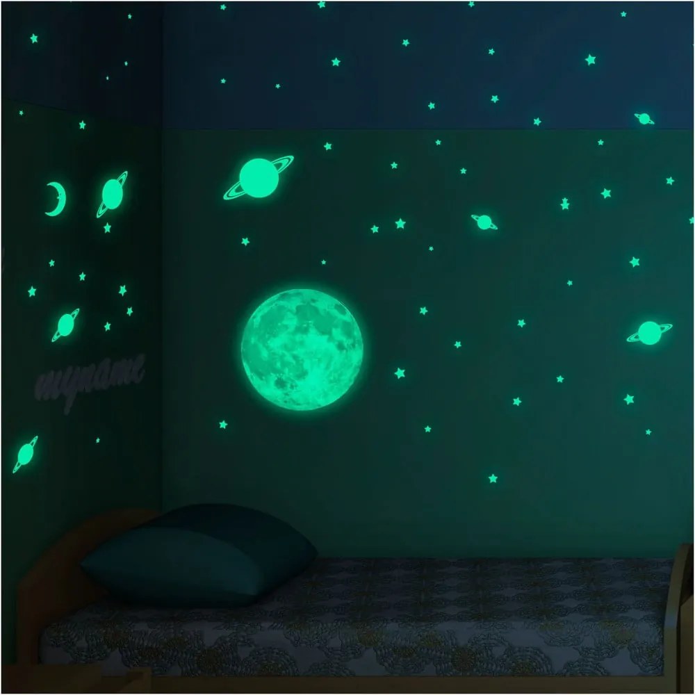 Sada nástenných detských svietiacich samolepiek Ambiance Moon Stars and Planet