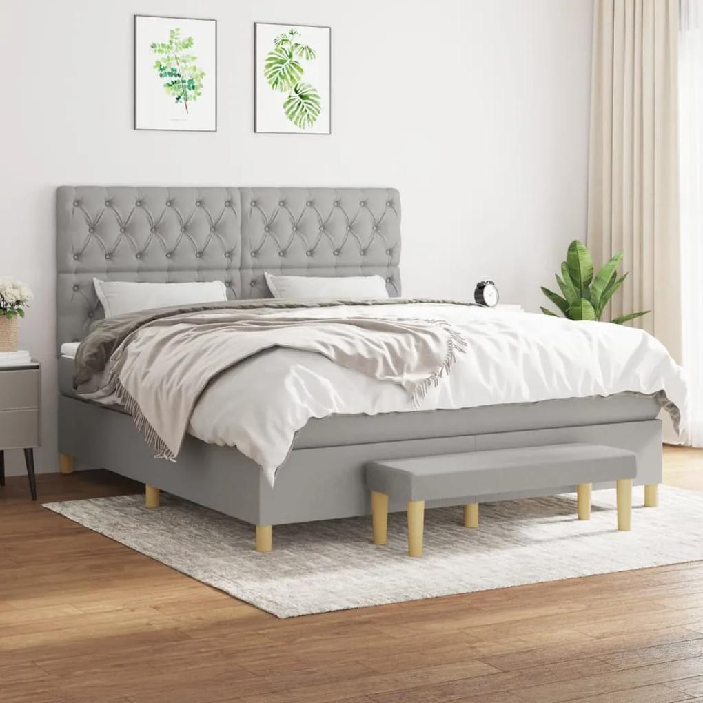 Boxspring posteľ s matracom svetlosivá 100x200 cm látka 3137405