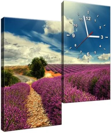Obraz s hodinami Levanduľová krajina 60x60cm ZP1156A_2J