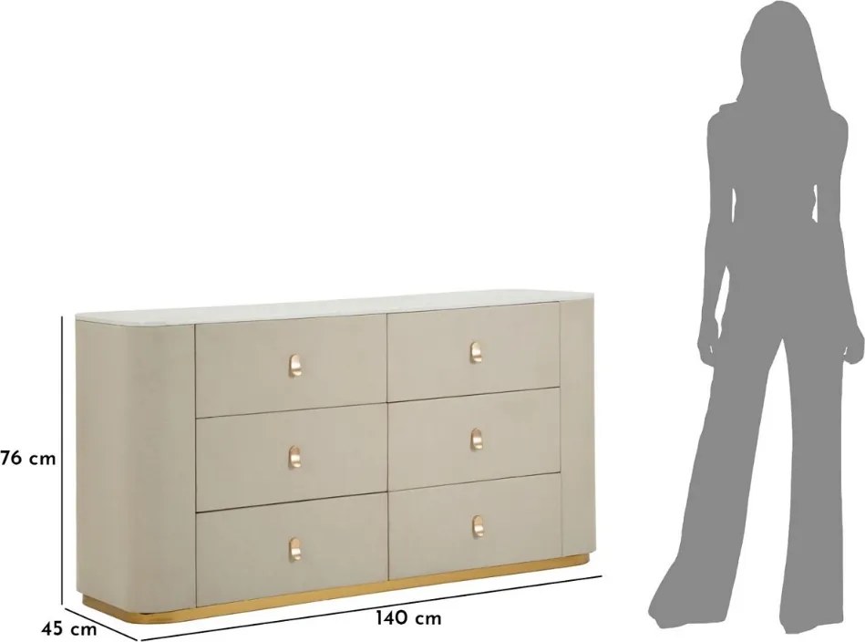 Dizajnová komoda Ondelette 140 cm krémová