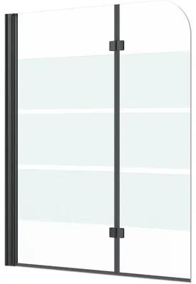 Vaňová zástena 2dielna form&style CABIA 1120 x 1400 mm sklenený dekor priečne pruhy farba profilu čierna