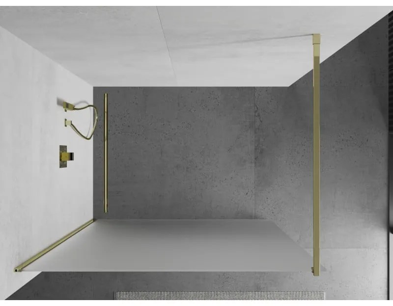 Mexen Kioto sprchová zástena 80x200 cm 8 mm, zlatý profil, sklo efekt námrázy, 800-080-101-50-30