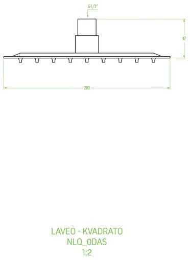 Laveo Kvadrato, horná/hlavová sprcha 200x200 mm, štvorec, biela, LAV-NLQ_6DAS