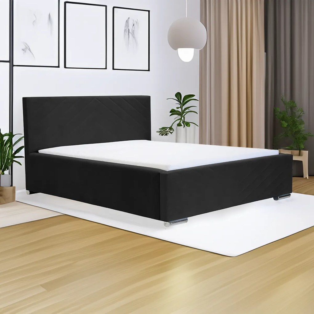 Čalúnená posteľ s úložným priestorom a matracom KOOL 180 x 200 cm Čierna